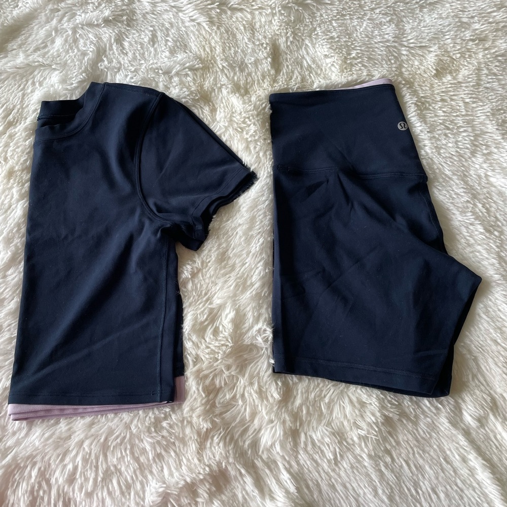 Nulu/Align Yoga Day Set in True Navy/ Lilac Ether